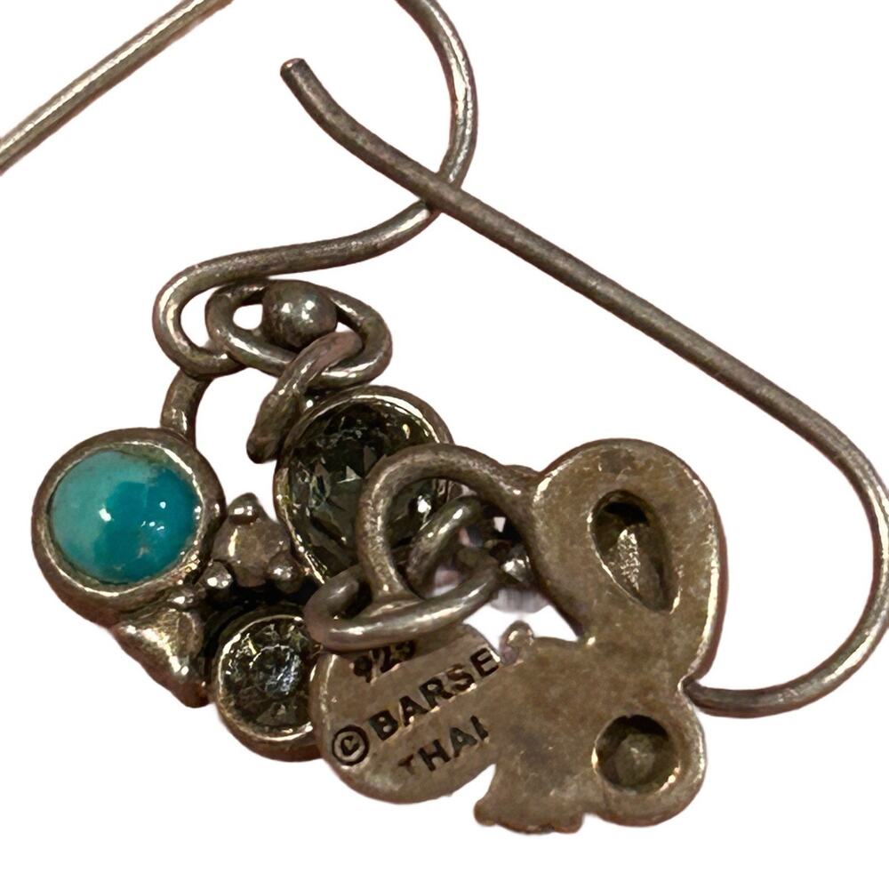 925 Thai Silver Barse Turquoise Earrings - Picture 2 of 2
